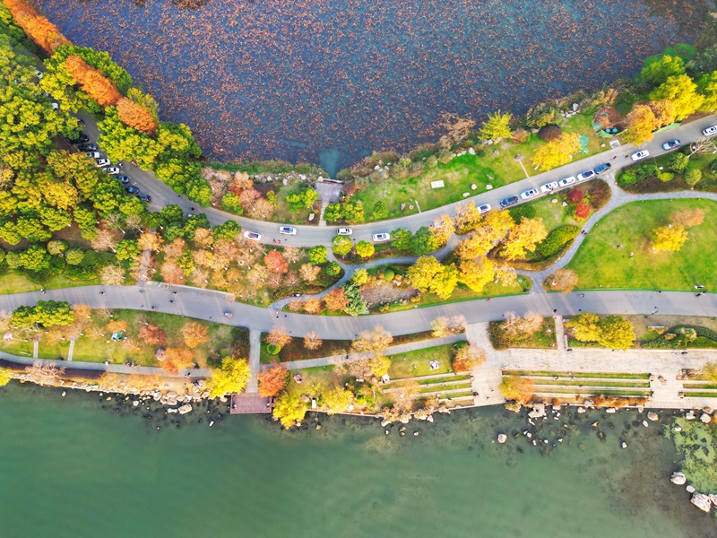 hk_c_東湖美如畫--東湖一年四季都有美麗的風景，秋冬季節東湖應該是最美的，此時東湖中散落的小島上，各種植被開始有綠變黃再變紅，在這個轉變過程中，東湖樹木會出現五顏六色的色彩，犹如一副副油畫。--安娜.jpg